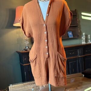 L*Space Terracotta Button-Up Romper